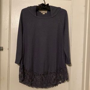 One World waffle knit hooded top in XS, NWOT.